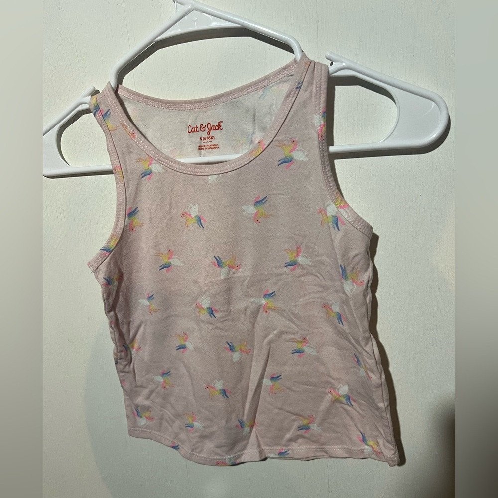 Cat & Jack Light Pink Tank Top with Rainbow Pattern